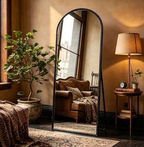 Heavenly <b>Mirror</b> Arched Full Length Mouth Blown Wooden Framed Decorative Standing Vanity <b>Floor</b> <b>Mirror</b> for Bedroom Salon - Product Image 5