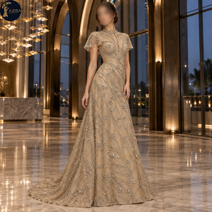 Tissu de robe orné de perles de cristal courbées avec pierres facettées et fils argentés |   Tissu décoratif pour robes de mariée et tenues de soirée en tulle - Product Image 4