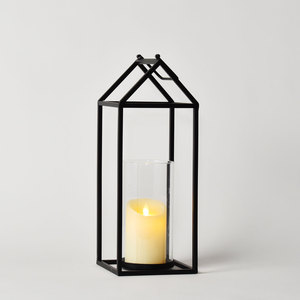 Hot Selling Black Metal Insert Chimney Glass <b>Hurricane</b> <b>Candle</b> Holder Tabletop Lantern for Home and Events Decorations - Product Image 4