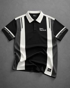 Polo tactique pour homme à manches courtes, rayé noir et blanc, séchage rapide, tissé, design décontracté, prix de gros, personnalisation OEM - Product Image 6