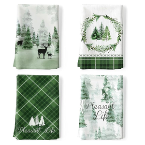 Serviettes en coton personnalisées pour Noël, vente en gros, logo imprimé sur mesure, ensemble cadeau, serviettes de bain et de cuisine, OEM, faible MOQ, Inde - Product Image 4