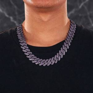Collar de Plata 925 con Diamante Moissanita Morado de 20 mm - Estilo Hip-Hop para Hombre, Pasa el Test de Diamantes, Disponible para la Venta - Product Image 2