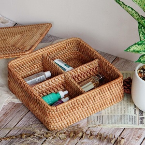 Coffee sugar <b>tea</b> storage caddy <b>boxes</b> weave rattan box with sections teabag dried fruit organizer - Product Image 3