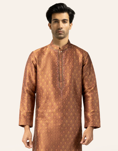 Men's Teal Cotton Modest Salwar Kameez <b>Long</b> Sleeve Casual Daily Wear Ethnic Outfit India Pakistan Style Modern Design Breathable - Product Image 3