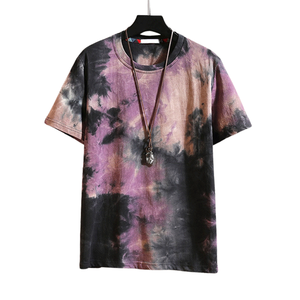 Camiseta de Hombre con Diseño Moderno, Tie Dye, Manga Corta, Cuello Redondo, Corte Holgado, Algodón Jersey, Estilo Casual de Verano, Lavado Ácido - Product Image 1