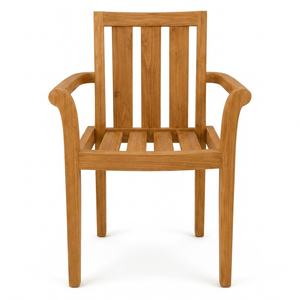 Fauteuil d'extérieur contemporain en teck massif résistant aux intempéries, avec pieds coniques, empilable, pour patio, jardin et complexe hôtelier, vente en gros Jepara - Product Image 4