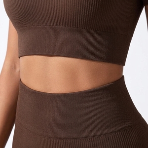 High Quality Women Pilates Set Comfortable Two Piece Sportswear Workout Top Stretch <b>Leggings</b> Active Stretch High Waist - Product Image 6
