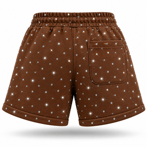 Men’s Premium Rhinestone Fleece <b>Shorts</b> Custom Logo <b>Sparkly</b> Crystal Cotton Sweat <b>Shorts</b> Fashion Hip Hop Streetwear and Sports Use - Product Image 3