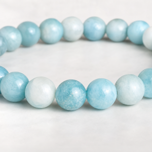 Pulsera Elástica de Piedras Preciosas Redondas de Larimar Natural de 8 mm, Pulsera de Cuentas de Cristal, Suministro al por Mayor - Product Image 3