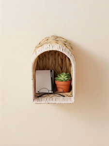High Quality Natural Water Hyacinth Arch <b>Wall</b> <b>Shelf</b> Handmade Wicker <b>Floating</b> <b>Shelf</b> Nursery Kids Room Decorative Storage Organize - Product Image 1