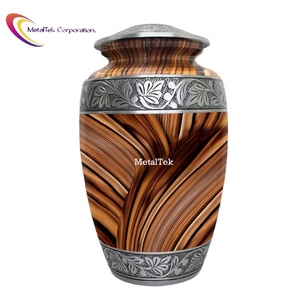 Finition en bois métallique crémation urne moderne américain adulte Style fait à la main fournitures funéraires souvenir mémorial cendres pot en gros - Product Image 1