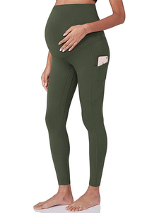 Pantalon de grossesse taille haute personnalisé en gros, extensible, ultra doux, en Spandex/Polyester, Legging en maille pour femme enceinte, Yoga - Product Image 4