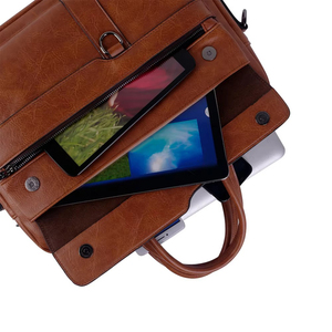 Sacs pour ordinateur portable en cuir véritable pour hommes, vente en gros d'usine, grande capacité, style moderne, décontracté, pour affaires, cadeaux, OEM - Product Image 5