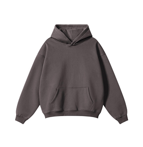 Sweat-shirt à capuche unisexe surdimensionné, couleur unie, coton French Terry, design décontracté avec poche, style automne, coupe classique - Product Image 4