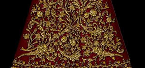 Vestido Nazareno de 4 pies bordado a mano con hilo sintético de oro, dos tonos, Tres Potencias, Cantoneras, bordado único - Product Image 3