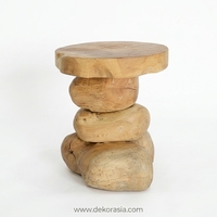 Tabouret empilable en teck naturel moderne et écologique, tabouret décoratif en bois pour appartement ou maison