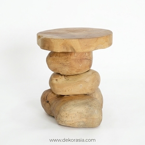 Taburete Apilable Ecológico de Raíz de Teca Natural Moderno, Taburete Decorativo de Madera para Apartamento o Muebles para el Hogar - Product Image 1