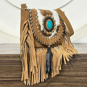 Wholesale High Quality Women Cowhide Leather Large Capacity Crossbody <b>Bag</b> Genuine Suede Leather Fashionable Fringe Shoulder <b>Bag</b> - Product Image 4