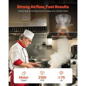 Ventilatore da Cucina Commerciale 2109 CFM, Cappa Aspirante per Ristoranti 0.75HP 560W, Ventilatore a Trasmissione Diretta per Food Truck, Alta Efficienza - Product Image 4