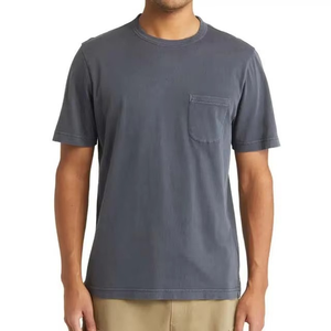 Mens Charcoal Grey <b>Pocket</b> T <b>Shirt</b> Minimal Plain Crew Neck Casual Summer Streetwear Soft Comfortable Lightweight Daily Wear - Product Image 1