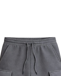 Shorts cargo gris anthracite pour hommes, taille élastique avec cordon de serrage, style streetwear décontracté, multi-poches, shorts d'été, fabricant de logos personnalisés - Product Image 4