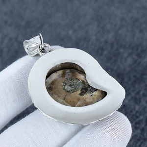 จี้หินแอมโมไนต์ทำมือ – ชุบเงินแท้ 925, สร้อยคอสไตล์โบโฮ - Product Image 3