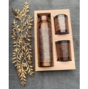 Botella de cobre a prueba de fugas con tapa hermética que mejora la inmunidad, libre de BPA, ideal para un estilo de vida saludable con juego de vasos. - Product Image 4