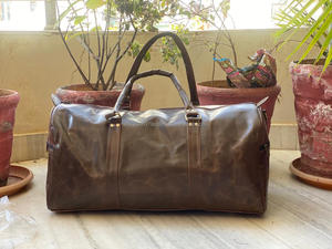 Real Handmade Crunch Leather Travel Overnight Luggage <b>Bag</b> Multi Uses Gym Duffel <b>Bag</b> Leather Unisex Weekender Travel Luggage <b>Bag</b> - Product Image 3