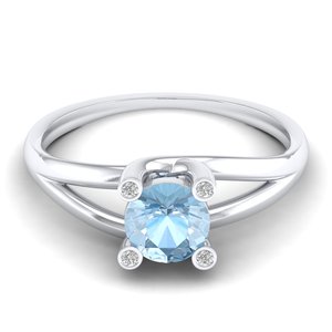 Anillo de Moissanita con Piedra de Nacimiento de Plata de Ley 925 de Claridad VVS, el Más Vendido de REYES, Precio al por Mayor, Joyería con Gema de Aguamarina - Product Image 1