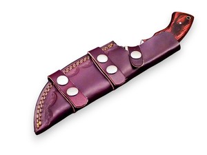 Couteau de chasse et de camping Nordic Forge 1095 en acier, modèle Tracker, avec étui, fabrication artisanale, lame pleine longueur, manche en bois Pakka - Product Image 6