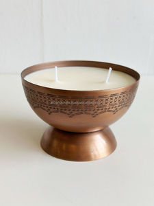 Shallow Copper Pinch Diya Bowl Votive Holder – Tarnish-Protected Festive & Tabletop Accent <b>Stand</b> - Product Image 3