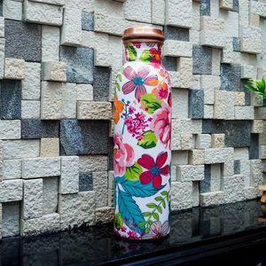 Botella de Agua de Cobre con Diseño Floral, Portátil para Viajes - Product Image 4