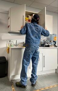 Conjunto Deportivo Unisex de Invierno, Jeans de Mezclilla Sólidos, 100% Algodón, Transpirable, Lavado Ácido, Ligero, Personalizable, Diseño 2 en 1, 2 Piezas - Product Image 4