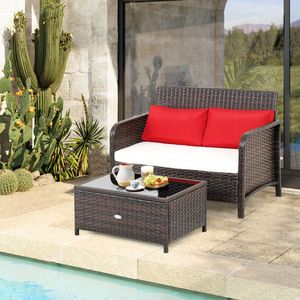 Set Divanetto da Esterno in Rattan con Tavolino, Mobili da Giardino Durevoli in PE Rattan per il Relax in Patio - Product Image 2