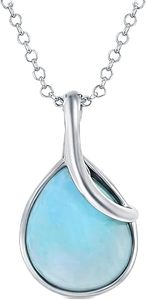 Collar con Colgante de Lágrima de Larimar, Plata de Ley 925, Joyería de Piedra Preciosa Azul Natural para Mujer, Proveedor Mayorista - Product Image 2