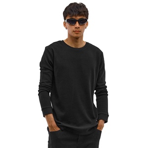 High Quality Men's Long Sleeve Breathable <b>Waffle</b> Weave High Street Style Solid Pattern Regular Fit T <b>Shirt</b> - Product Image 1