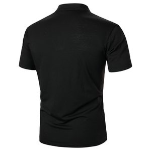 Polo de Manga Corta para Hombre, Negro, Tejido Sólido, Estilo Casual, Transpirable, con Logotipo Frontal, MOQ Bajo - Product Image 3