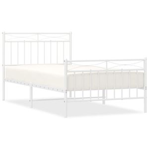 39.4 bianco "x 74.8" struttura del letto in metallo con pedana senza materasso - Product Image 2