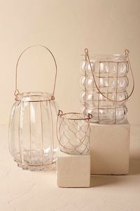 Handmade Glass Candle <b>Lantern</b> with Black Wire Hanging <b>Christmas</b> Home Decor - Product Image 4