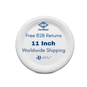 Compostable Sugarcane Pulp Plate Water Resistant <b>Disposable</b> Round Dish Heavy Duty Eco Friendly <b>Tableware</b> for Food Trucks - Product Image 1