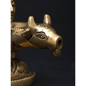 Pequeña estatua de latón Nandimukh Shivalingam de 5 \ "con 3 caras de Shiva escultura obra de arte - Product Image 3