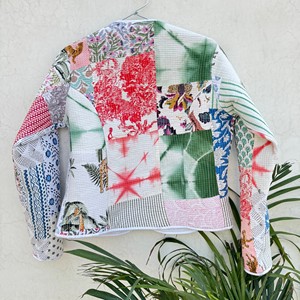 Veste matelassée en coton personnalisée pour femme, motif floral patchwork, manches longues, col en V, fermeture boutonnée, vêtement d'extérieur printemps - Product Image 6