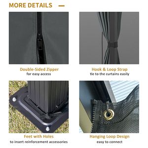 10FT X 12FT Hardtop Gazebo <b>Canopy</b> with Polycarbonate <b>Roof</b> and Aluminum Frame Outdoor Pavilion Gazebo Netting Permanent Arbours - Product Image 6