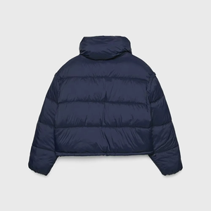 <b>Top</b> Selling Puffer Jacket <b>for</b> <b>Women</b> <b>Navy</b> <b>Blue</b> Short Hooded Puffer Jacket Quilted Zip Up Winter Coat Manufacture in Pakistan - Product Image 2