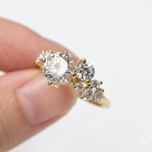 Precioso Anillo de Compromiso de Oro Sólido de 14K con Diamantes Creados en Laboratorio para Mujer, Joyería Nupcial Única, Regalo de Joyería Fina - Product Image 6