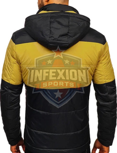 Chaqueta Acolchada con Capucha para Hombre Infexion Sports, Diseño Color Block, Cortavientos, Abrigo de Invierno, Corte Regular, Relleno de Poliéster, Cierre de Cremallera - Product Image 1