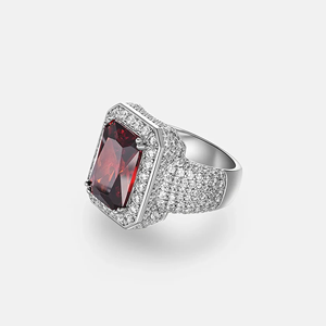 Luxury Women's <b>Cocktail</b> <b>Ring</b> 925 Silver Moissanite Emerald Cut Pave Setting Geometric Design Party Jewelry - Product Image 1
