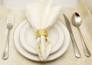 Porte-serviettes en métal doré et argenté, design circulaire, décoration de table de luxe pour dîner, mariage, hôtel, banquet, vente en gros - Product Image 4
