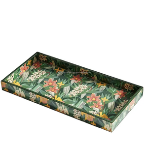 Bandeja de servicio de madera de mango hecha a mano más popular para el hogar y el hotel, bandeja decorativa de Navidad impresa con esmalte importado de la India - Product Image 1