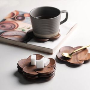 Elegant Wooden Coaster Set Round Heat Resistant Cup Pad for Coffee Tea Mug Glass Non Slip <b>Table</b> <b>Protection</b> Home Hotel Bar Decor - Product Image 1
